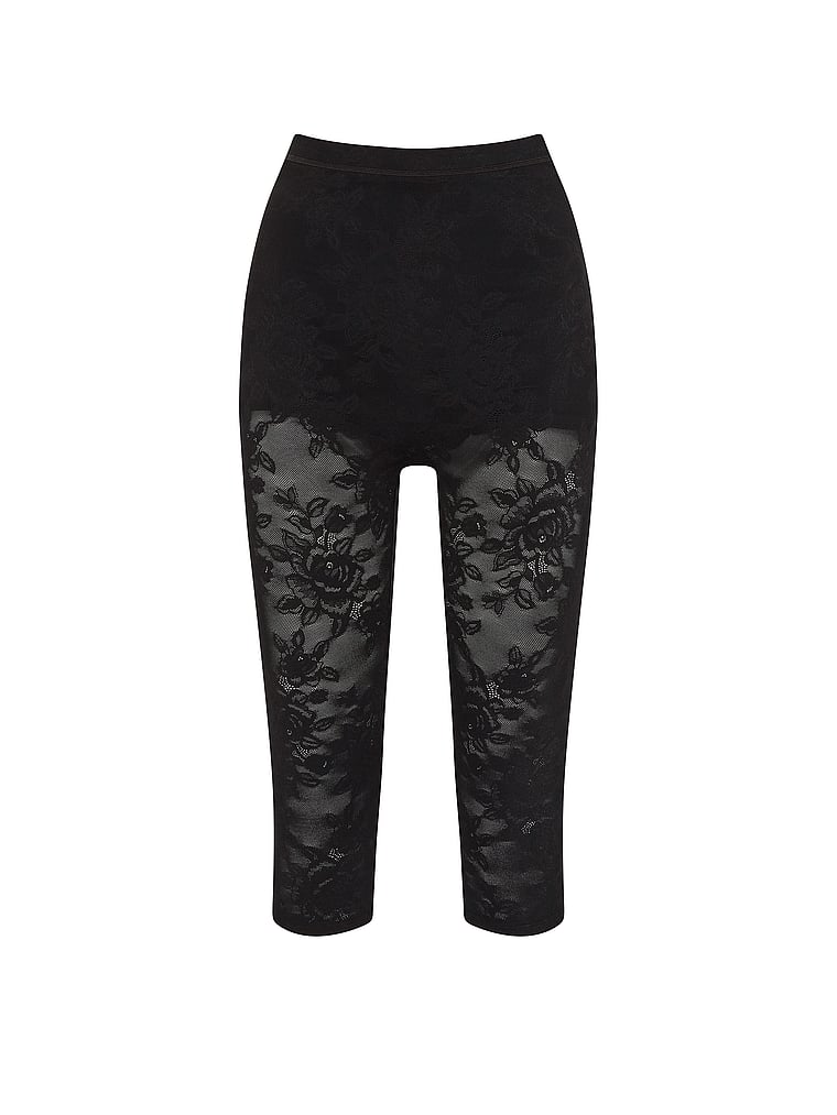 Victoria's Secret, VSX VSX Lace Capri Legging, Black, offModelFront, 4 of 4