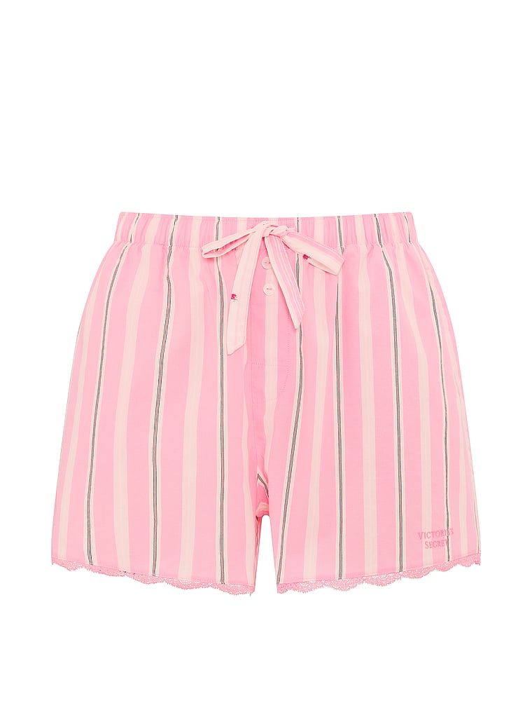 Victoria's Secret, Victoria's Secret Mix & Match Sleep Heritage Cotton Pajama Shorts, Sexy Little Pink Stripes, offModelFront, 4 of 4
