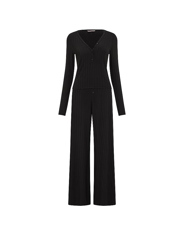 Victoria's Secret, Victoria's Secret SoSoft™ Modal Ultra-Fine Henley Top & Pant Set, offModelFront, 3 of 3