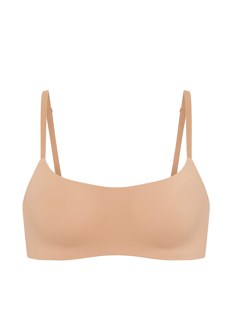 PINK Marshmallow Lightly Lined Wireless Comfy Bra, Praline, offModelFront, 3 of 5