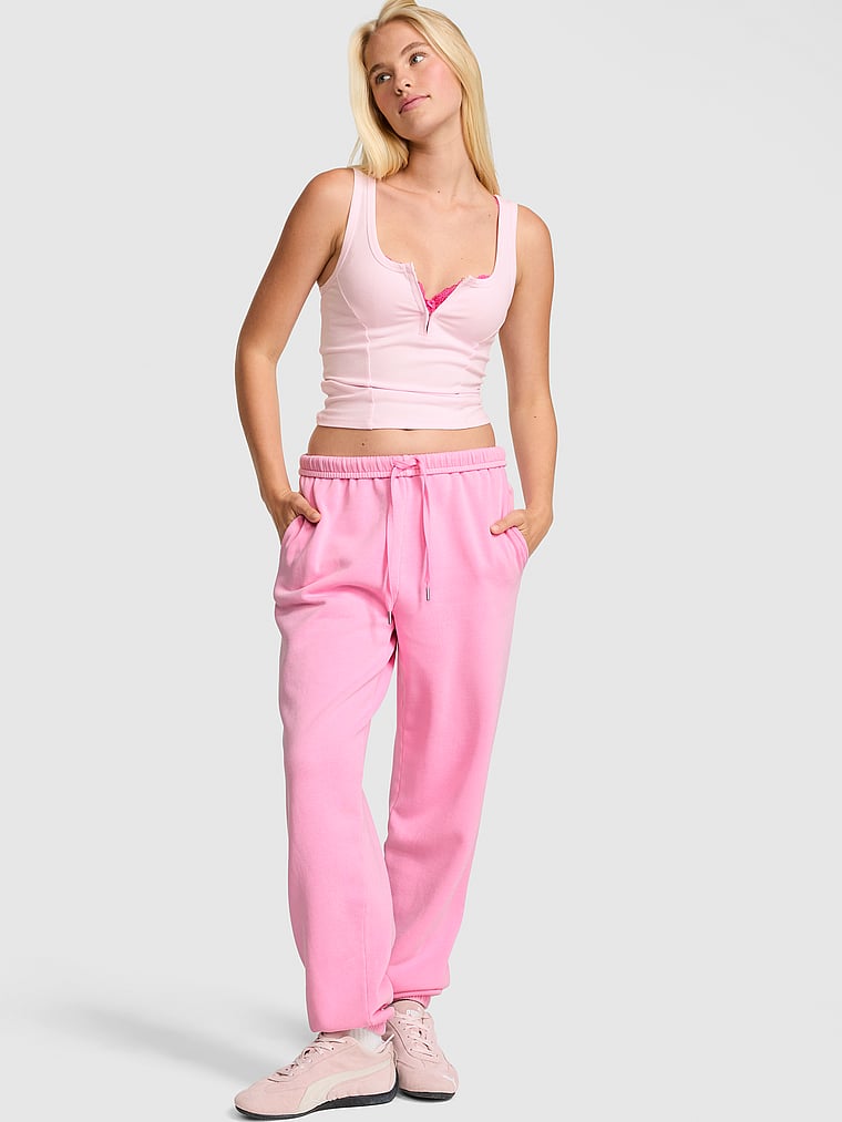 PINK Campus Fleece Sweatpants, Pink Lollipop, detail, 5 of 5