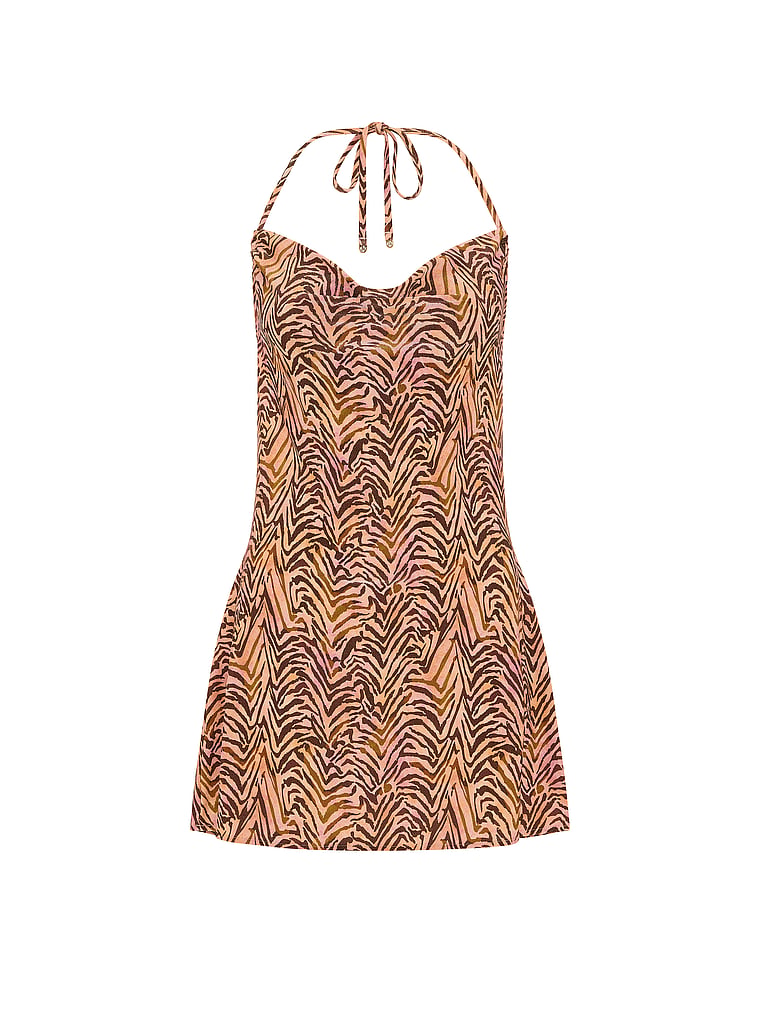 Beachwear Shimmer Cowl-Neck Mini Dress