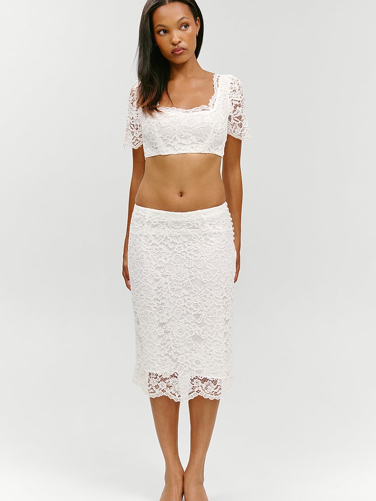 Frankies Bikinis x Paige Lorenze Honeymoon Lace Midi Skirt