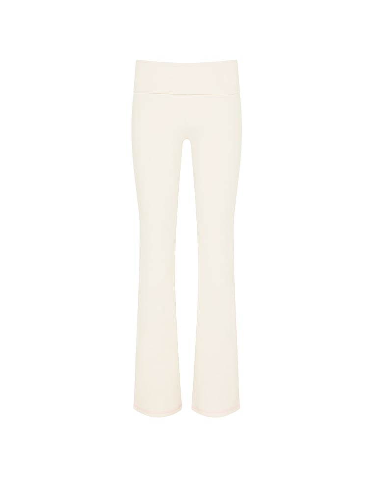 PINK All-Day Cotton™ Foldover Flare Leggings, Cozy White, offModelFront, 3 of 3