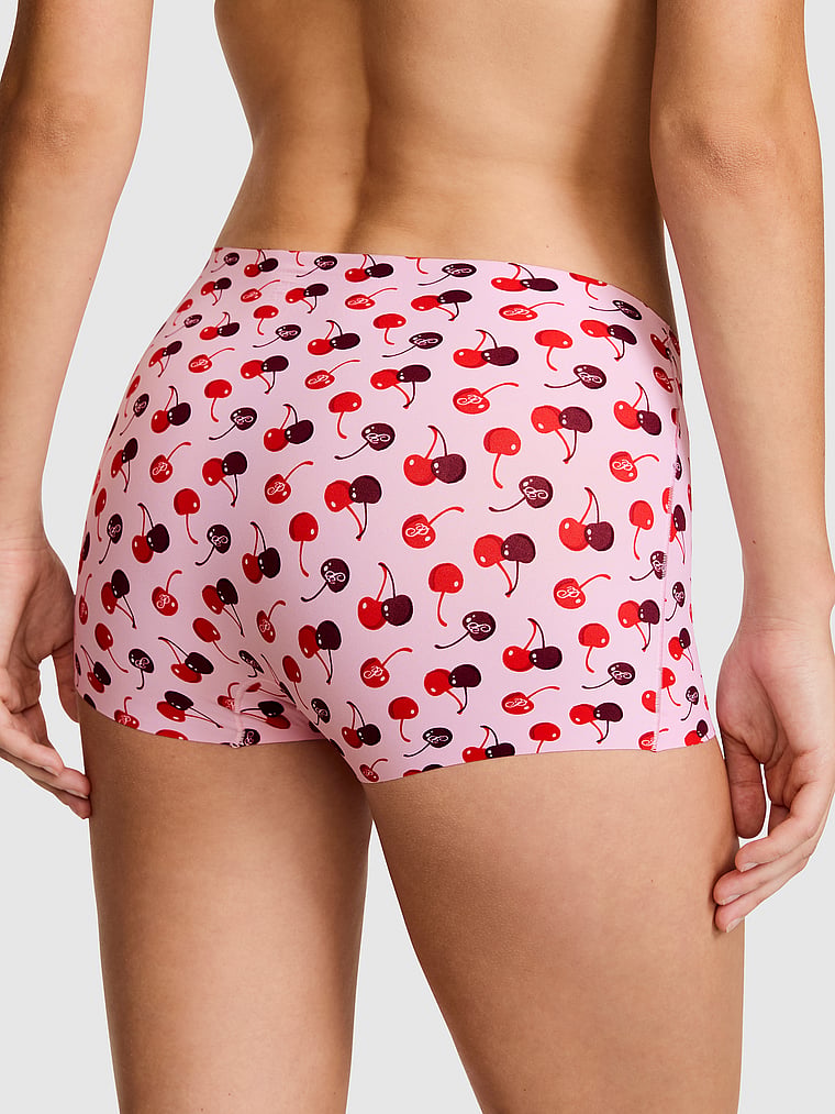 PINK No-Show Cotton Boyshort Panty, Pink Tulip Cherry , onModelBack, 2 of 3