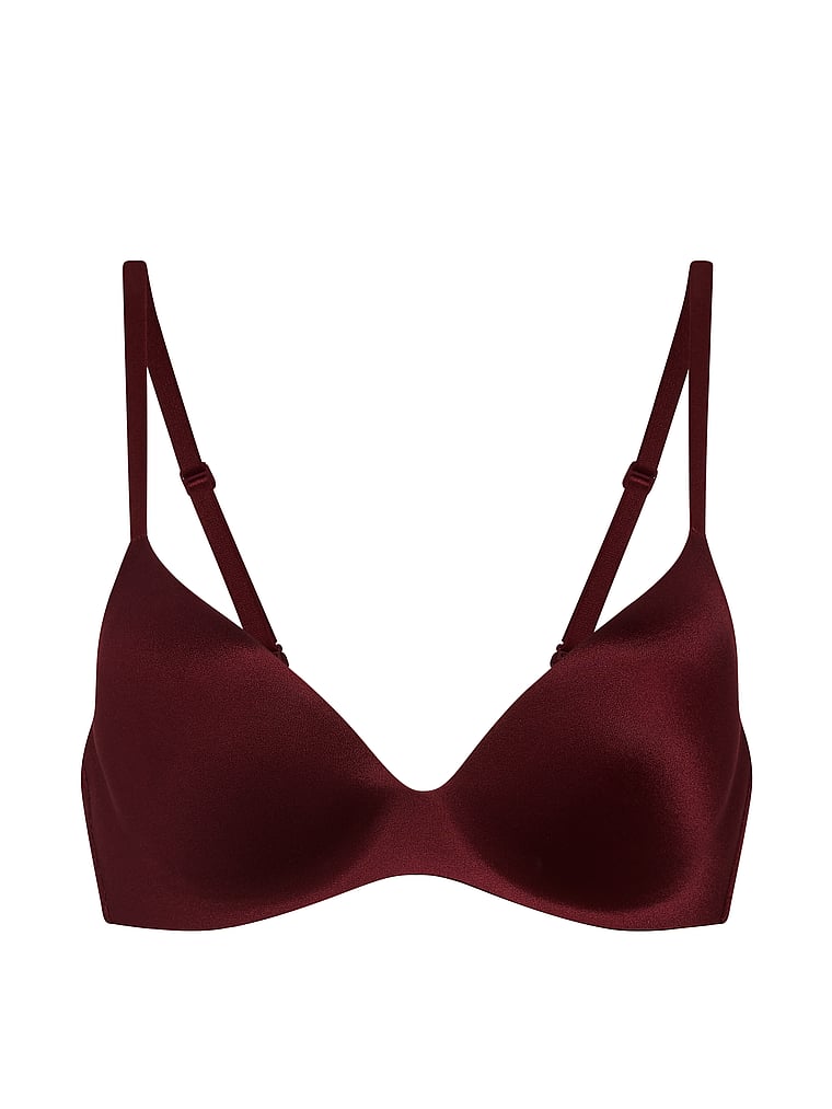 Victoria's Secret, Body by Victoria FlexFactor Lightly Lined Plunge Demi Bra, Cherrywood, offModelFront, 4 of 4