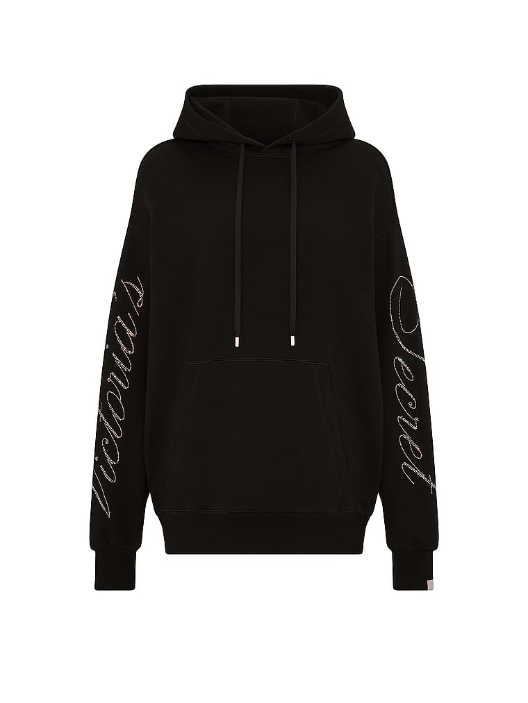 Victoria's Secret, Angel Essentials Iconic Fleece Hoodie, Black, offModelFront, 3 of 4