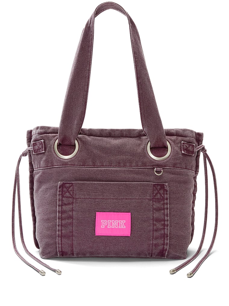PINK Canvas Flat-Bottom Tote Bag, Wild Rose, onModelFront, 1 of 4