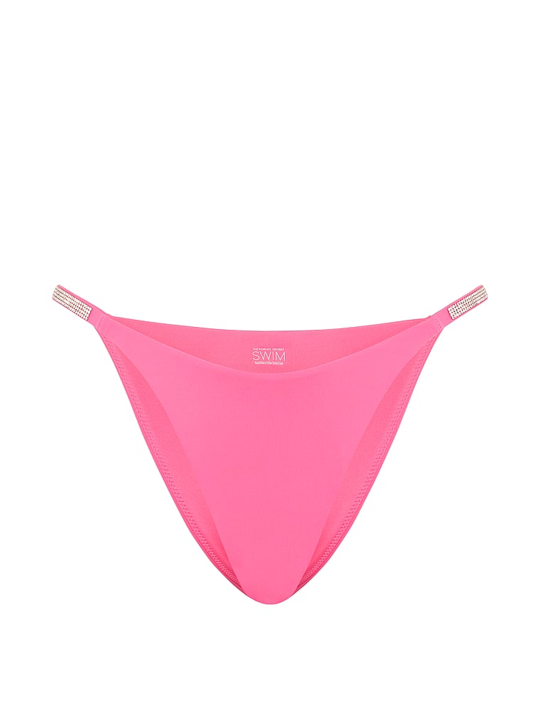 Victoria's Secret, Victoria's Secret Swim Shine Strap Brazilian Bikini Bottom, Bombshell Pink, offModelFront, 3 of 3