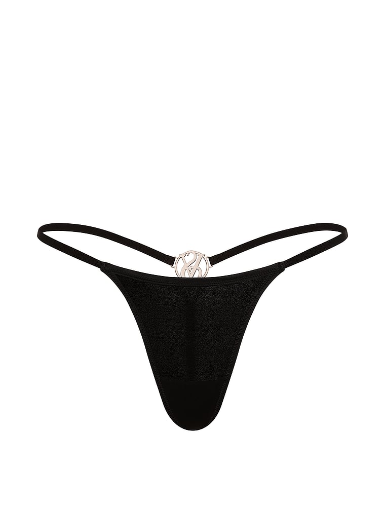 Victoria's Secret, Very Sexy V-String Panty, Black, offModelFront, 4 of 4