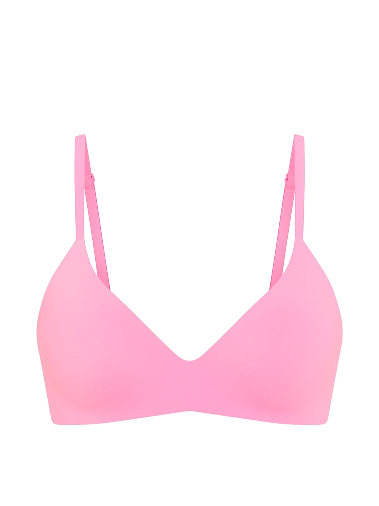 PINK Marshmallow Push-Up Wireless Comfy Bra, Pink Lollipop, offModelFront, 3 of 5