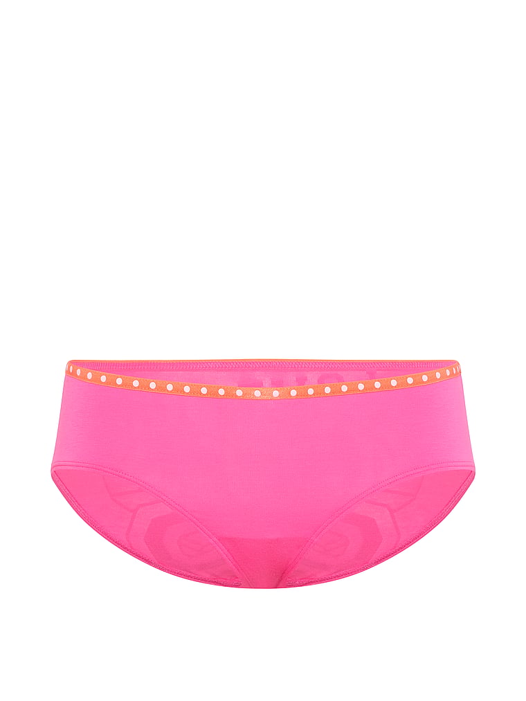 PINK Logo Cotton Hiphugger Panty, Sizzling Strawberry with Love PINK 86 Graphic, offModelFront, 3 of 3