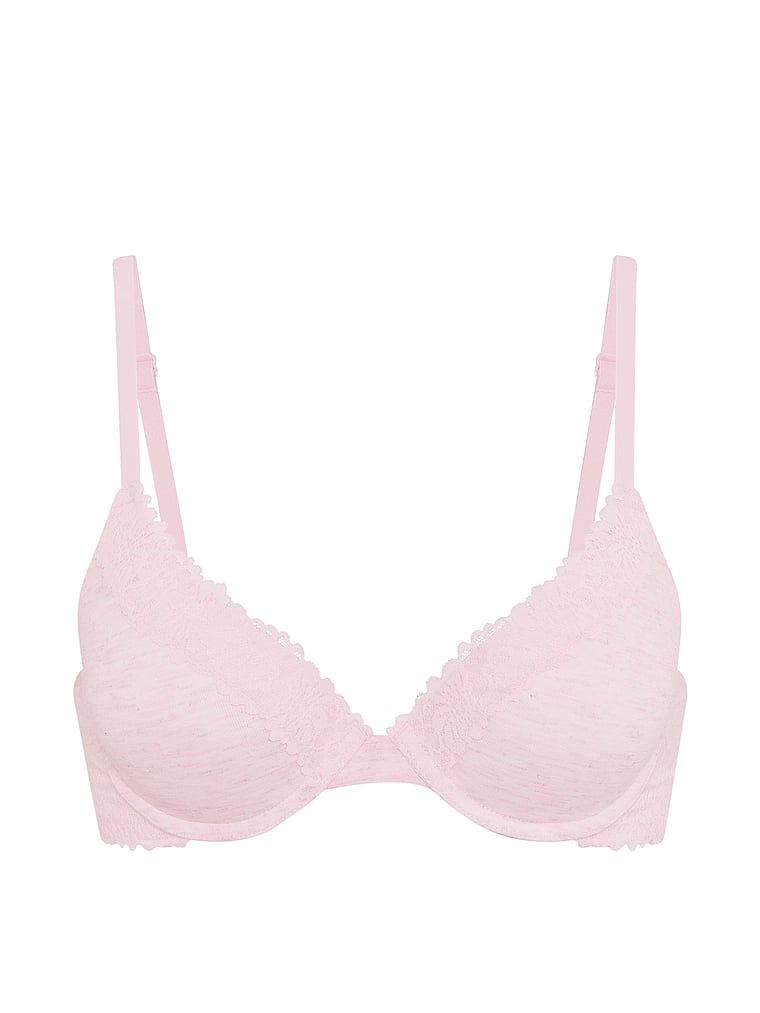 PINK Wear Everywhere™ Push-Up Bra, Heather Petal Pink, offModelFront, 3 of 3