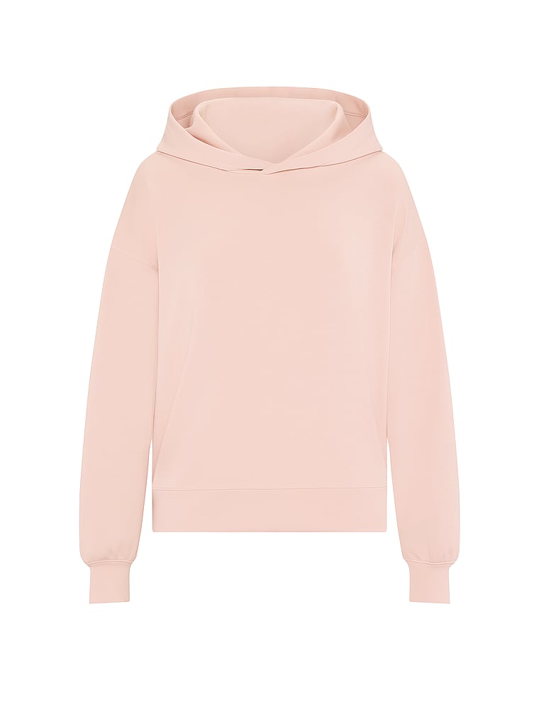 Victoria's Secret, Victoria's Secret Featherweight Knit Crossover Hoodie, Purest Pink, offModelFront, 3 of 3