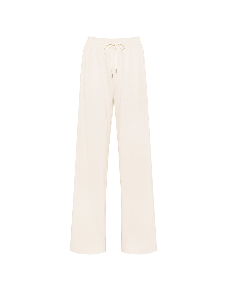 PINK Campus Fleece™ Wide-Leg Split-Hem Sweatpants, Cozy White, offModelFront, 3 of 4