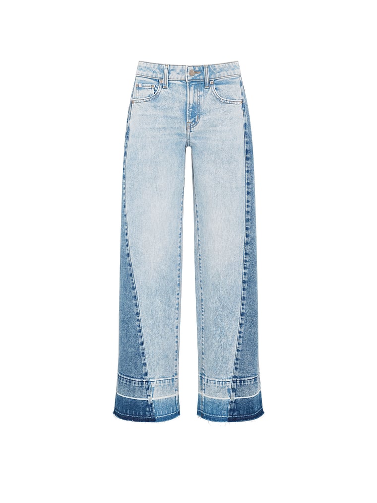 PINK Denim by PINK Mid-Rise Baggy Wide-Leg Jeans, Light Wash Panel, offModelFront, 3 of 3