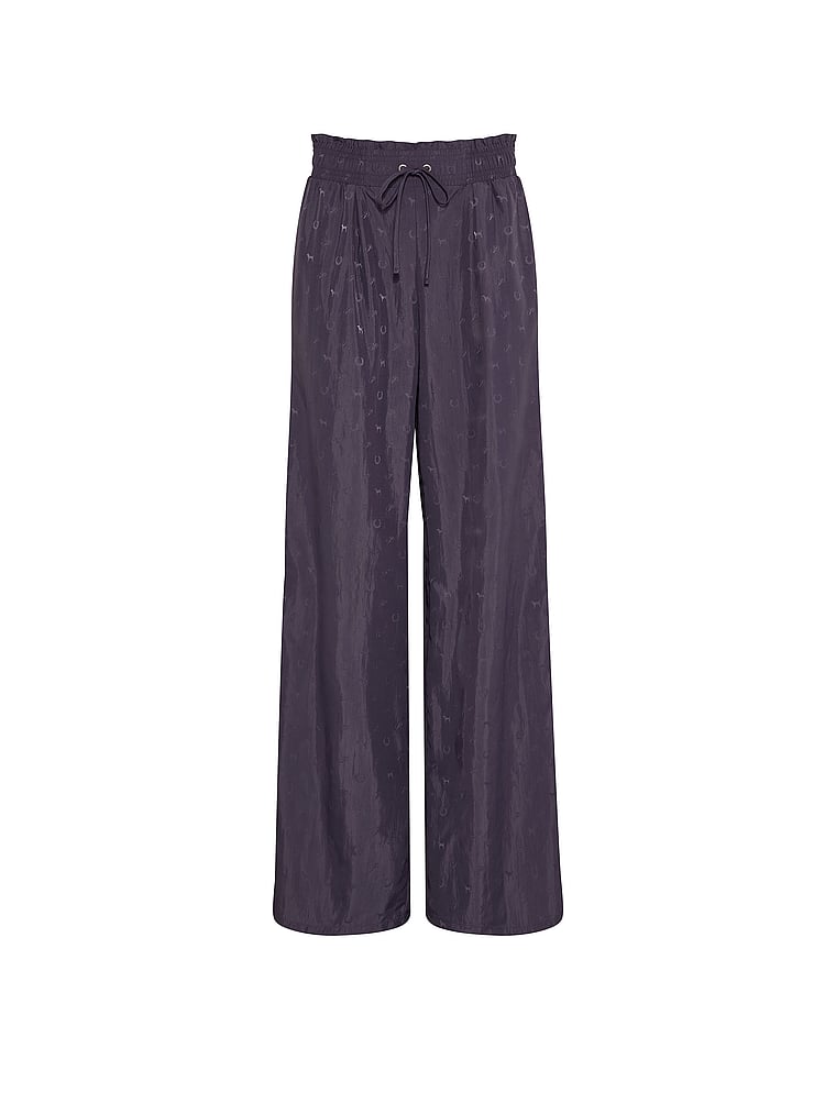 PINK Logo Jacquard Straight-Leg Pants, Twilight Grey, offModelFront, 3 of 4
