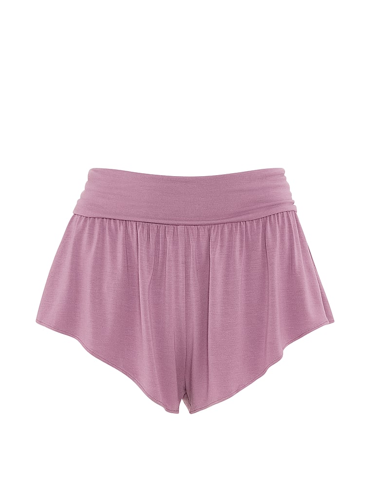 PINK 24/7 Lounge Modal Flutter Micro Shorts, Violet Frost, offModelFront, 3 of 3