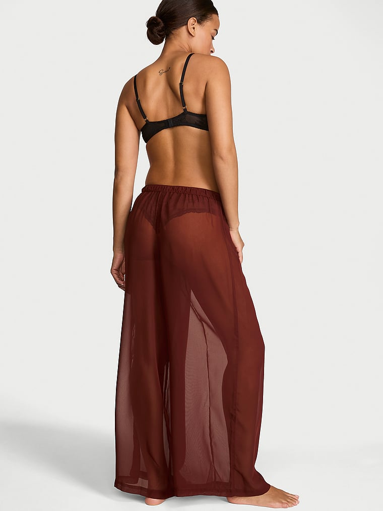 Victoria's Secret, Victoria's Secret Chiffon Pleated Pant, Brown, onModelBack, 2 of 3 Nisaa is 5'9" or 175cm and wears Small