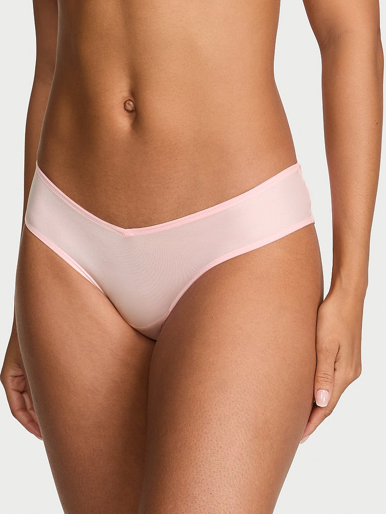 Victoria's Secret, Very Sexy Crystal Bow Strappy-Back Cheeky Panty, Pretty Blossom, onModelFront, 1 of 3 Nisaa is 5'9" or 175cm and wears Small