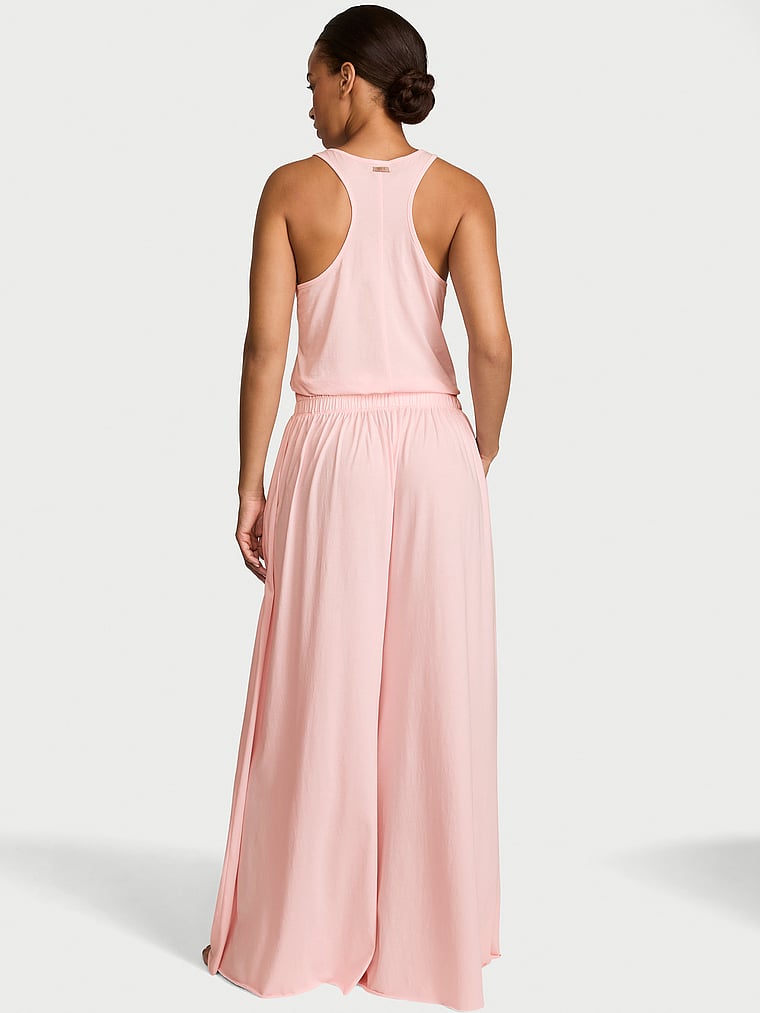 Victoria's Secret, Lunya Organic Pima Wide-Leg Pant, Angel Pink, onModelBack, 2 of 2 Nisaa is 5'9" and wears Small