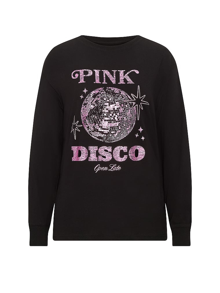 PINK Campus Cotton™ Long-Sleeve Tee, offModelFront, 4 of 4