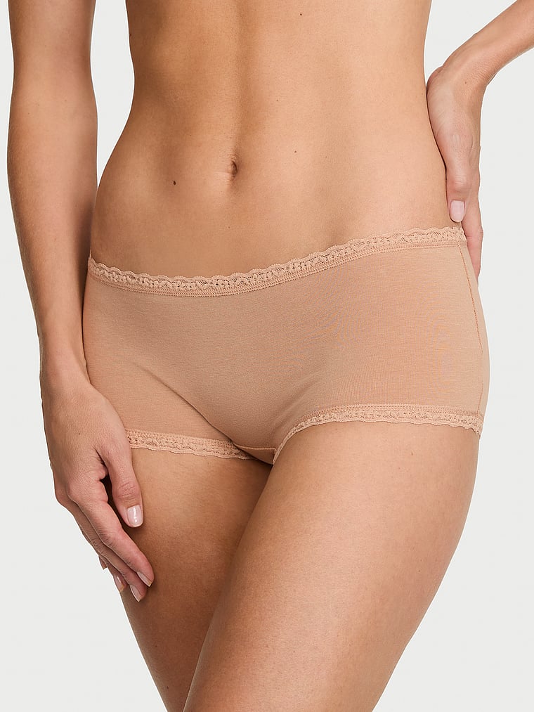 Трусы-шортики, кружевная отделка, хлопок — Victoria's Secret — фото 1