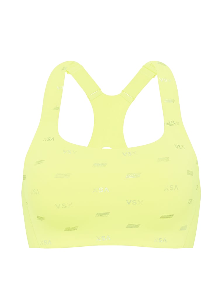 Victoria's Secret, VSX VSX RacketCool™ Racerback Sports Bra, Lime Yellow & Silver, offModelFront, 3 of 3