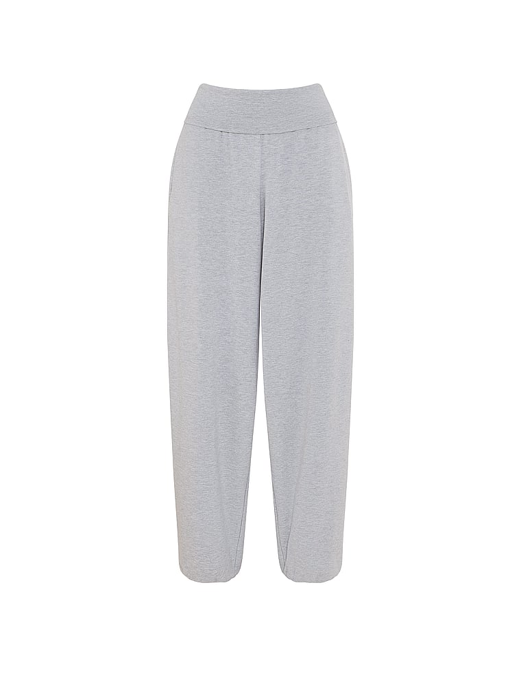 PINK All-Day Cotton™ Foldover Jogger Pants, Heather Grey, offModelFront, 3 of 3