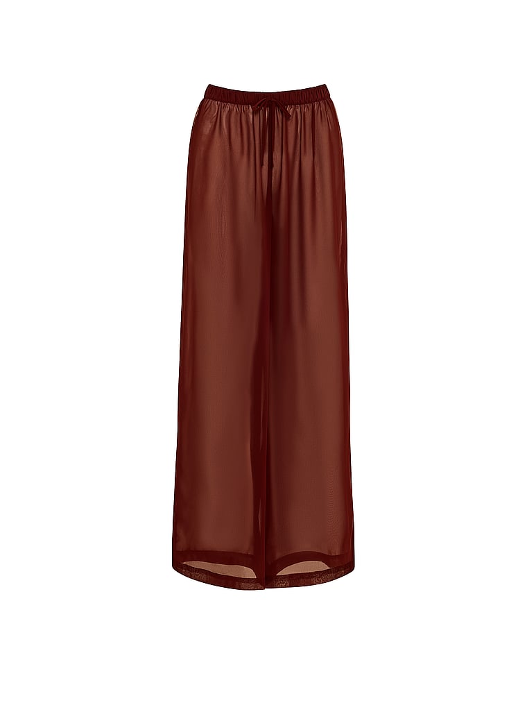 Victoria's Secret, Victoria's Secret Chiffon Pleated Pant, Brown, offModelFront, 3 of 3