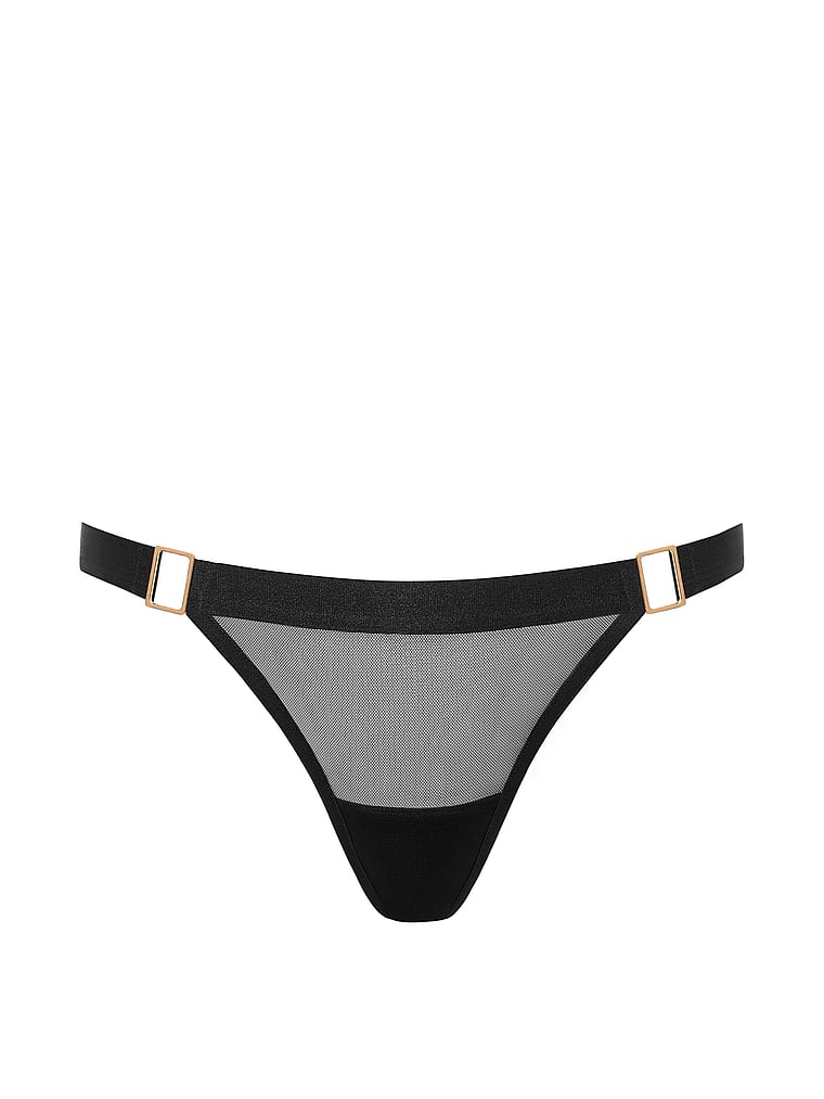 Victoria's Secret, BLUEBELLA Trinity Thong, Black, offModelFront, 3 of 4