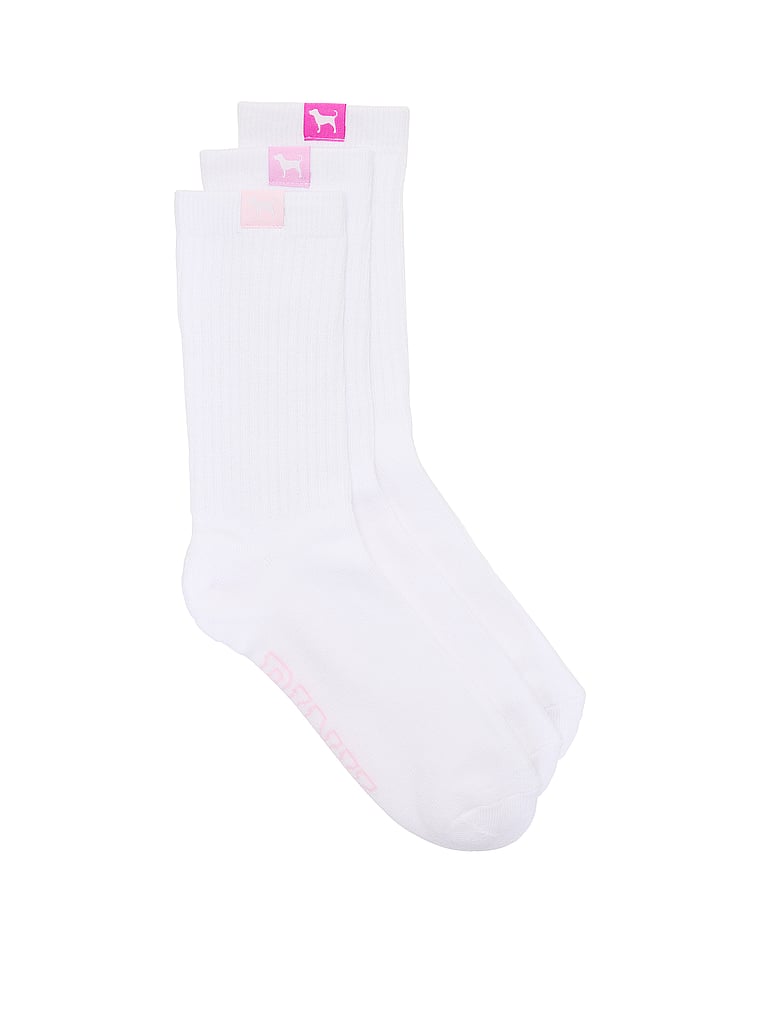 PINK 3-Pack Crew Socks, White, offModelFront, 1 of 2