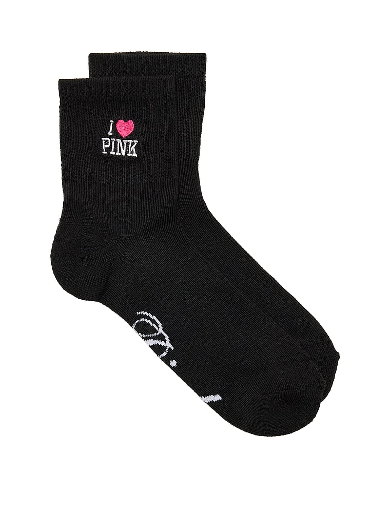 PINK 1-Pack Quarter Socks, Black, offModelFront, 1 of 2