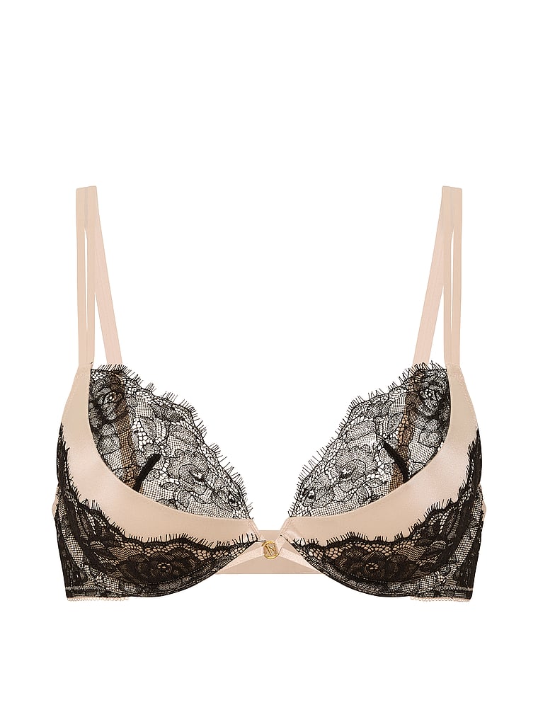 Victoria's Secret, Very Sexy Low-Cut Push-Up Bra, Marzipan, offModelFront, 3 of 3