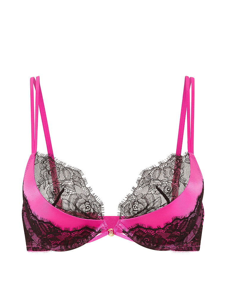 Victoria's Secret, Very Sexy Envy Low-Cut Push-Up Bra, Pink Fire, offModelFront, 4 of 6