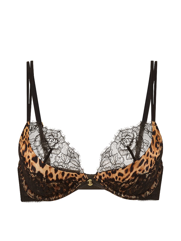 Victoria's Secret, Very Sexy Envy Low-Cut Push-Up Bra, New Leopard, offModelFront, 3 of 3