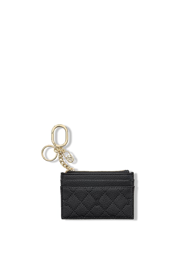 Victoria's Secret, Victoria's Secret Classic Card Case Keychain, Black Debossed, onModelFront, 1 of 3