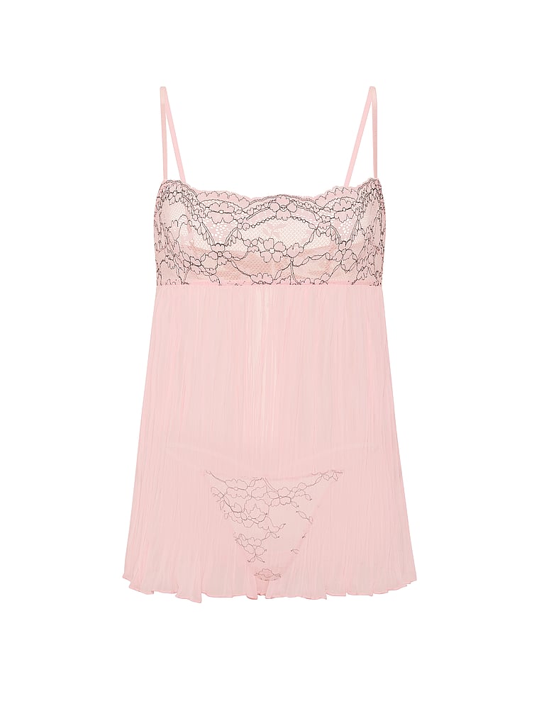 Buy Dare to Dream Lace Pleated Babydoll Set, Alluring Lilac
