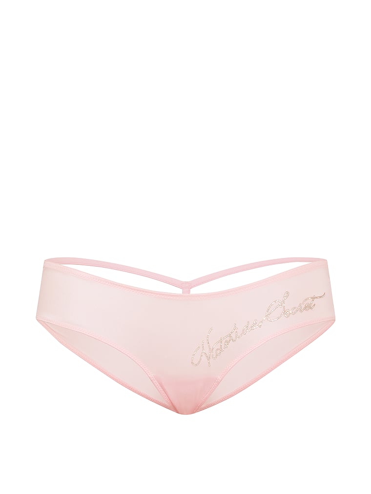 Victoria's Secret, Very Sexy Shine Script Low-Back Cheeky Panty, Angel Pink, offModelFront, 3 of 3