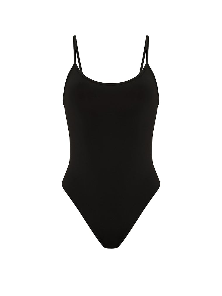 Victoria's Secret, Victoria's Secret Smooth Seamless Tank Bodysuit, Black, offModelFront, 3 of 3