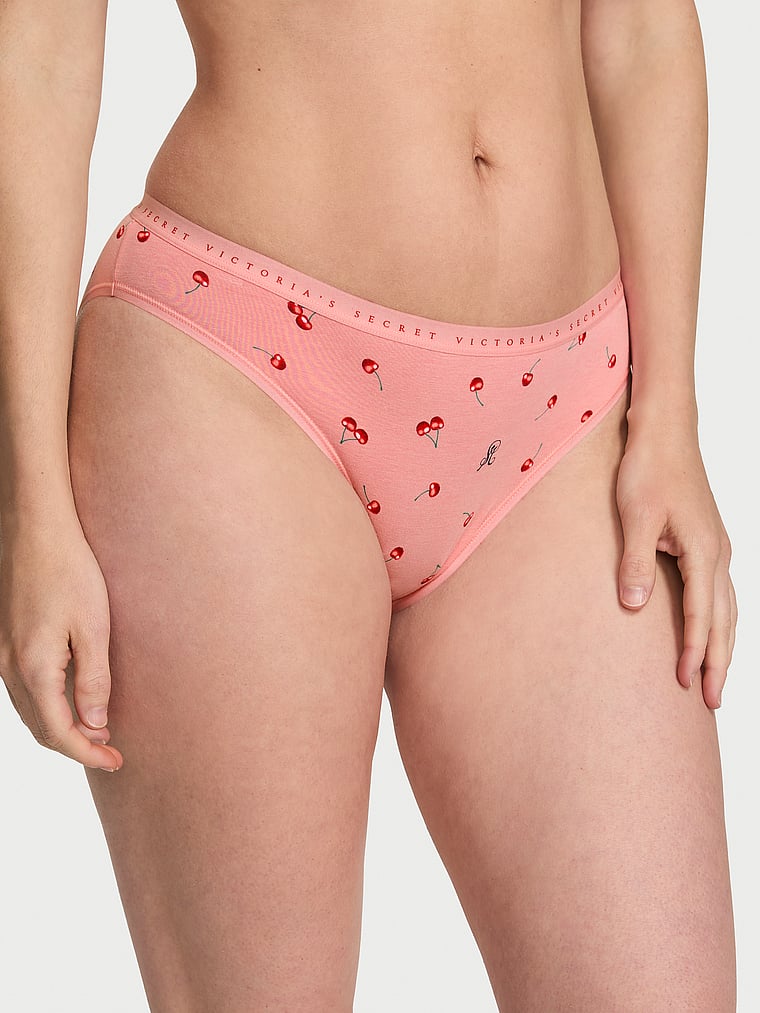 Victoria's Secret, Victoria's Secret Stretch Cotton Halloween Bikini Panty, Bloom Pink Cherries, onModelFront, 1 of 3