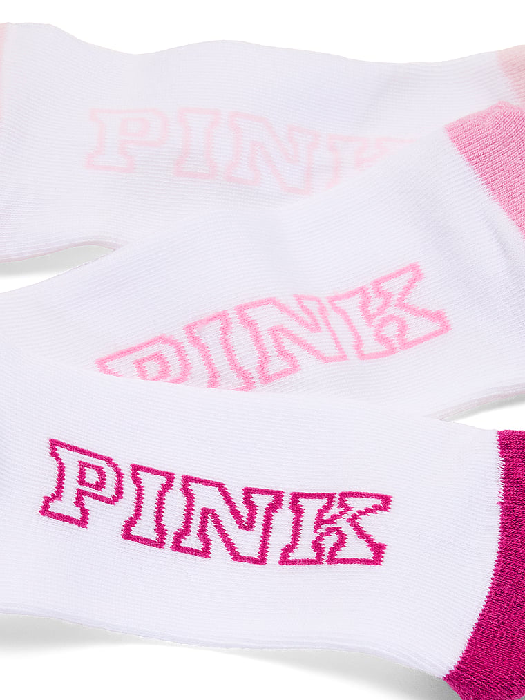 PINK 3-Pack Quarter Socks, White, offModelBack, 2 of 2