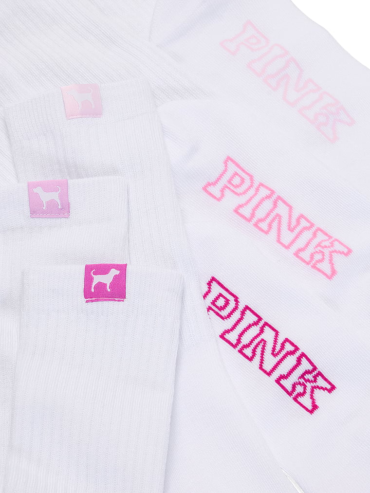 PINK 3-Pack Crew Socks, White, offModelBack, 2 of 2