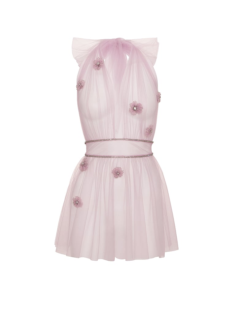 Victoria's Secret, Dream Angels Atelier Victoria's Secret Ethereal Embellished Tulle Mini Dress, Deep Hyacinth, offModelFront, 4 of 5