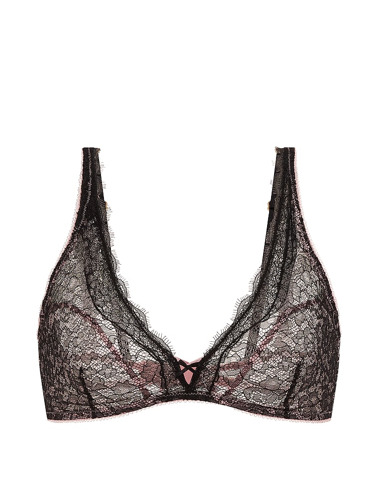 Victoria's Secret, Victoria's Secret Tease Lace Wireless Plunge Bralette, Royal Pink, offModelFront, 3 of 3