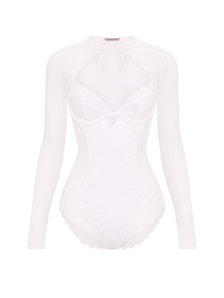 Victoria's Secret, Victoria's Secret Tease Angel Dress-Up Bodysuit, Vs White, offModelFront, 4 of 4