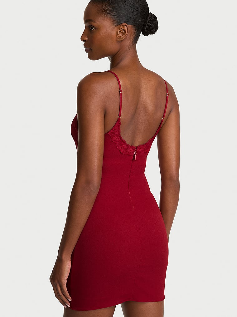 Victoria's Secret, Very Sexy Push-Up Short Slip Dress, Red Lacquer, onModelBack, 2 of 4 Tsheca  is 5'9" or 175cm and wears Small