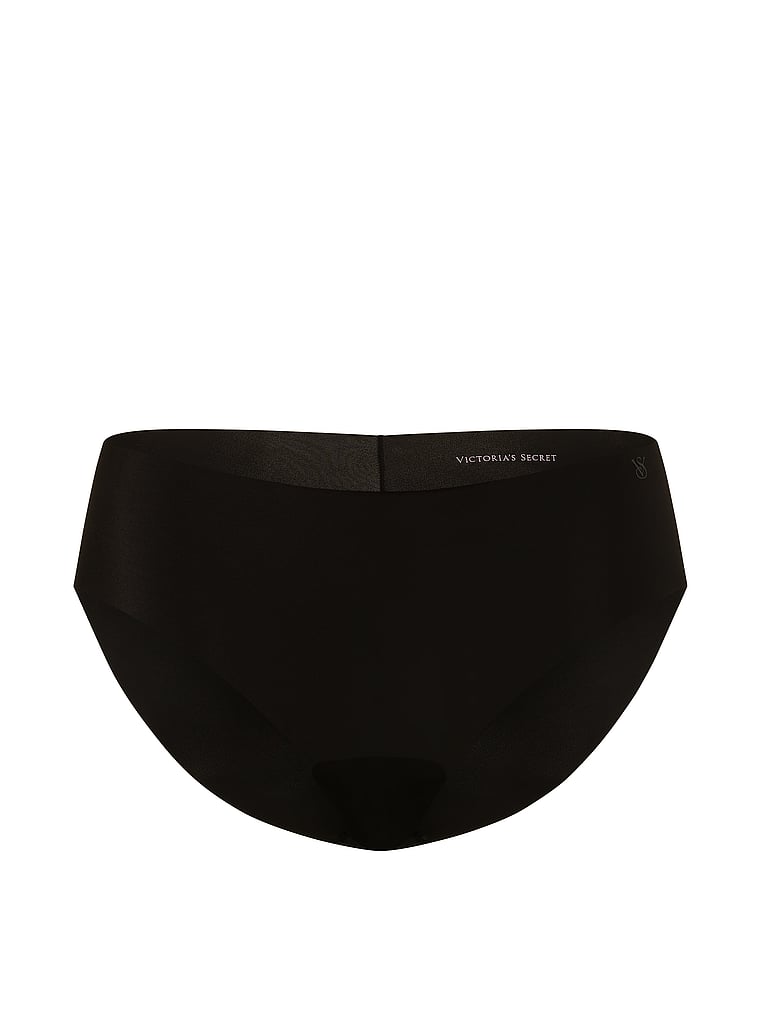 Victoria's Secret, No-Show No-Show High-Shine Mid-Rise Bikini Panty, Black, offModelFront, 4 of 4