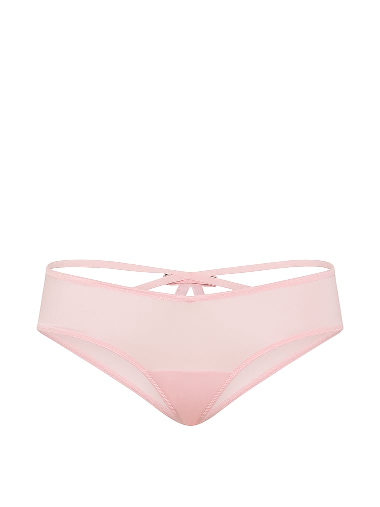 Victoria's Secret, Very Sexy Crystal Bow Strappy-Back Cheeky Panty, Pretty Blossom, offModelFront, 3 of 3