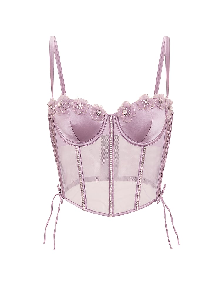 Victoria's Secret, Dream Angels Atelier Victoria's Secret Ethereal Embellished Corset Top, Deep Hyacinth, offModelFront, 3 of 3